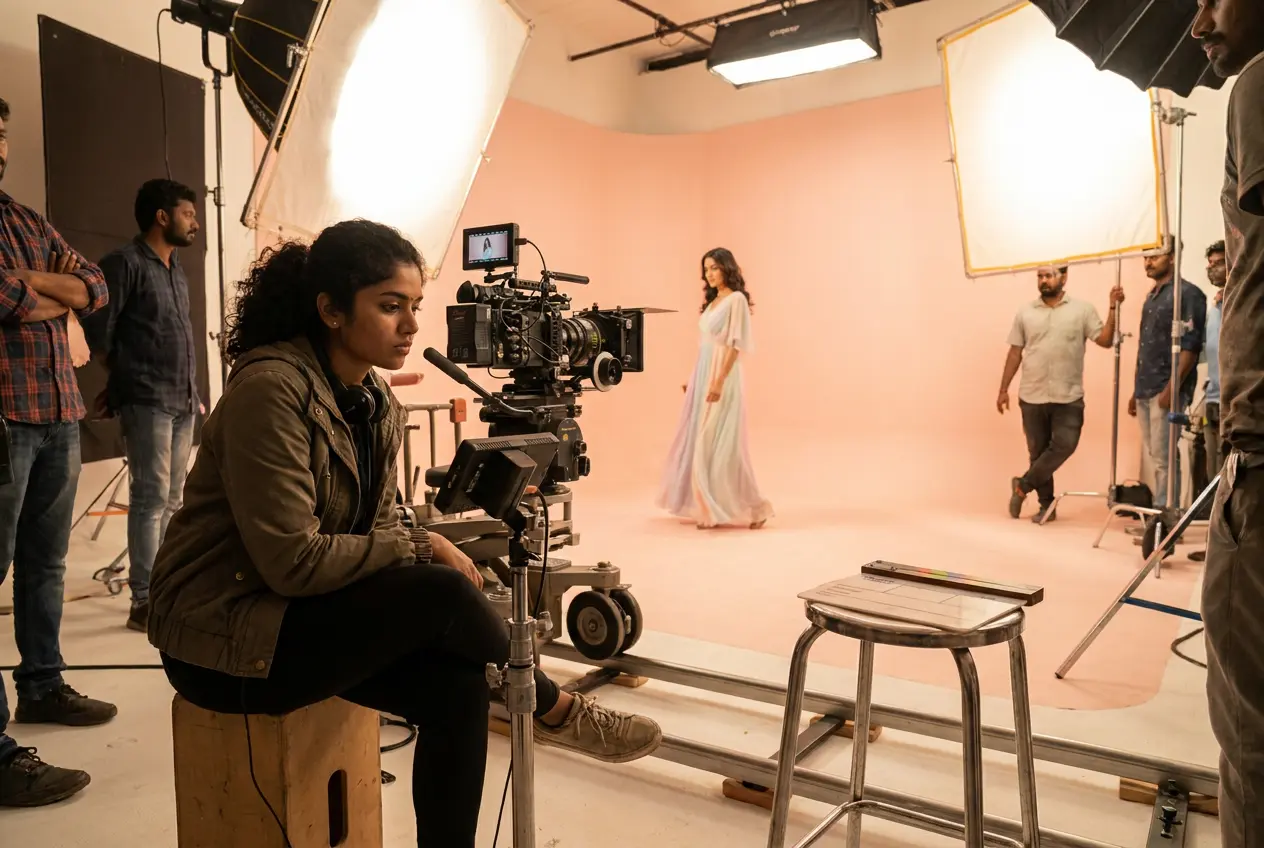 Director watching a monitor on a brand video shoot