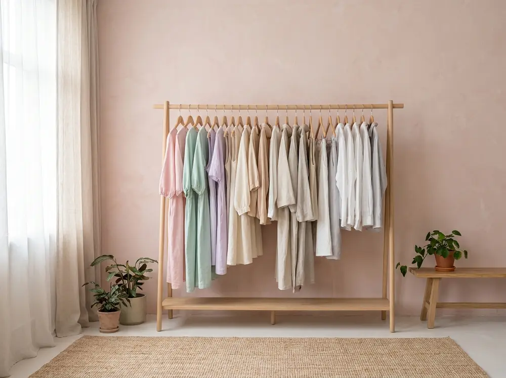 Clothing rack in a studio