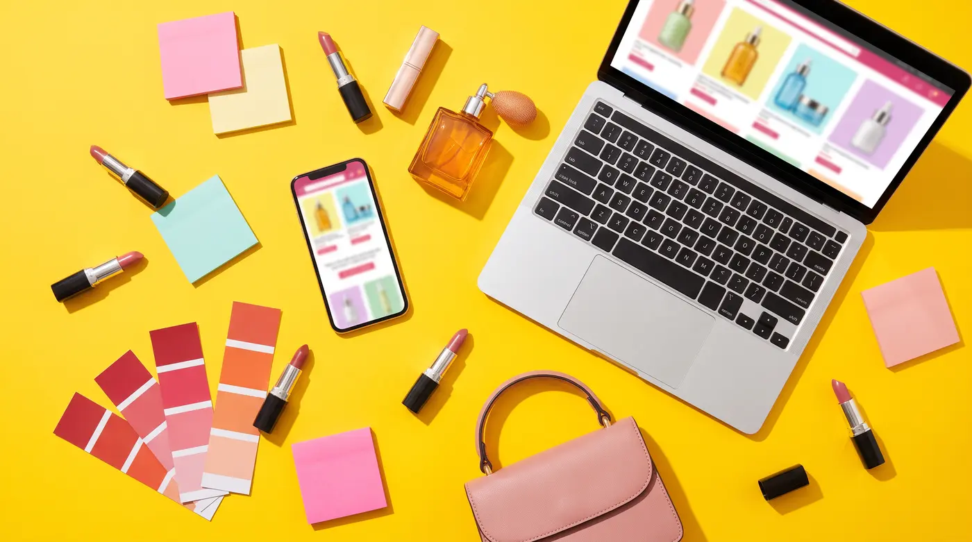 Laptop and phone showing a product page