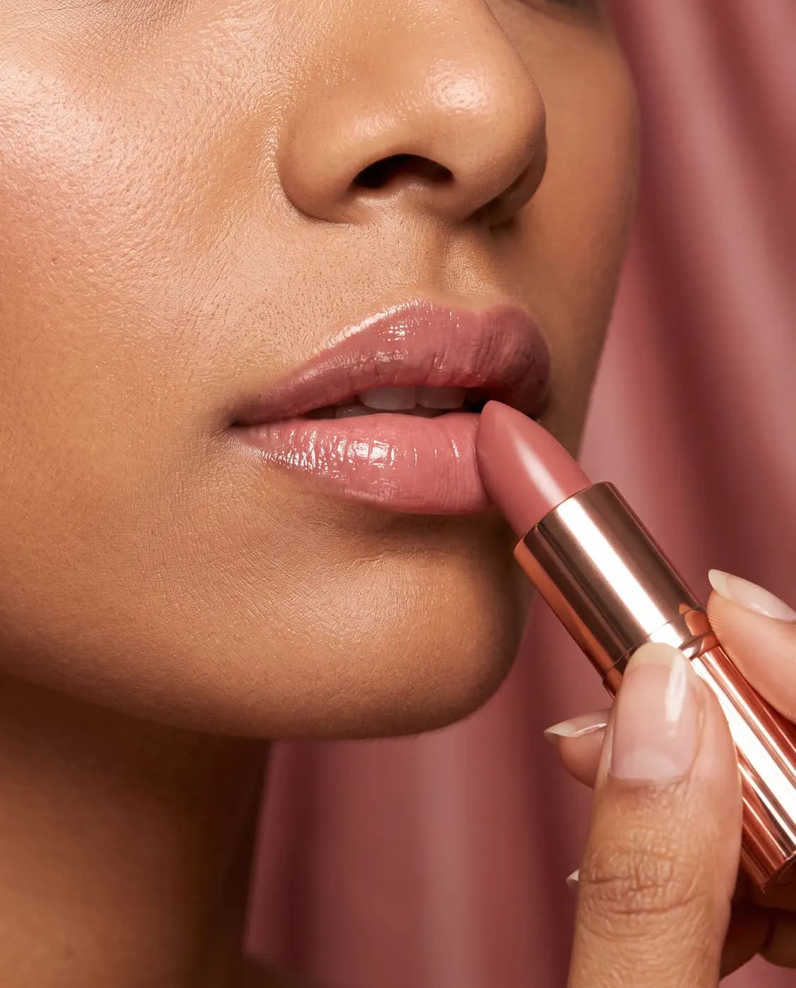 Lipstick application close-up