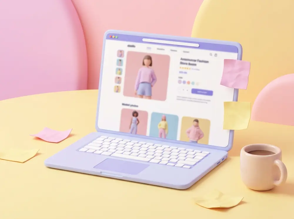 Laptop showing an online fashion store